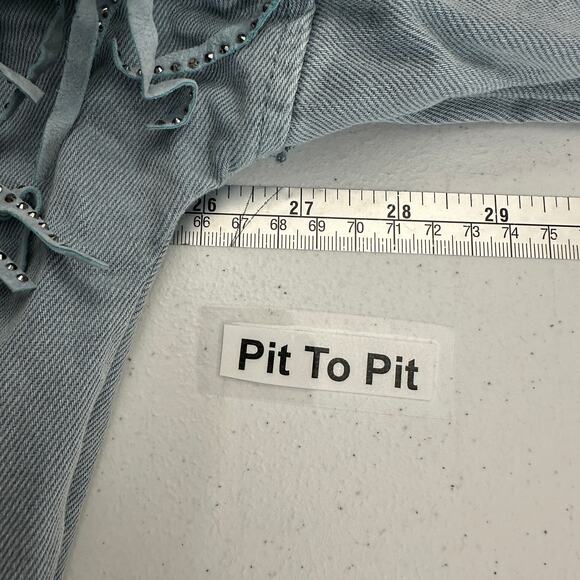 Zara Womens Denim Jacket Size S Blue Fringe Cowgirl Festival‎ Boho Hippie Retro - Picture 6 of 8